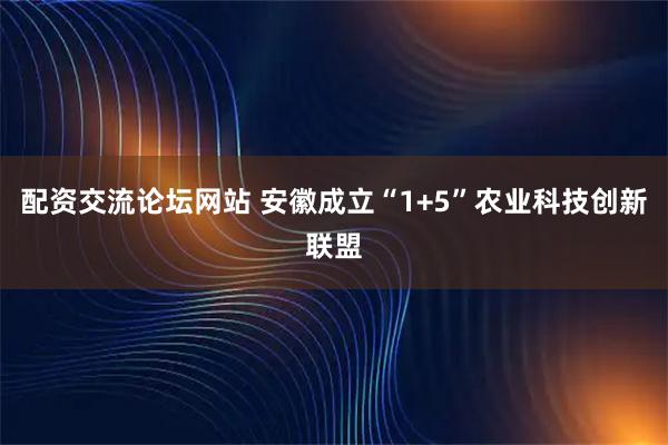 配资交流论坛网站 安徽成立“1+5”农业科技创新联盟